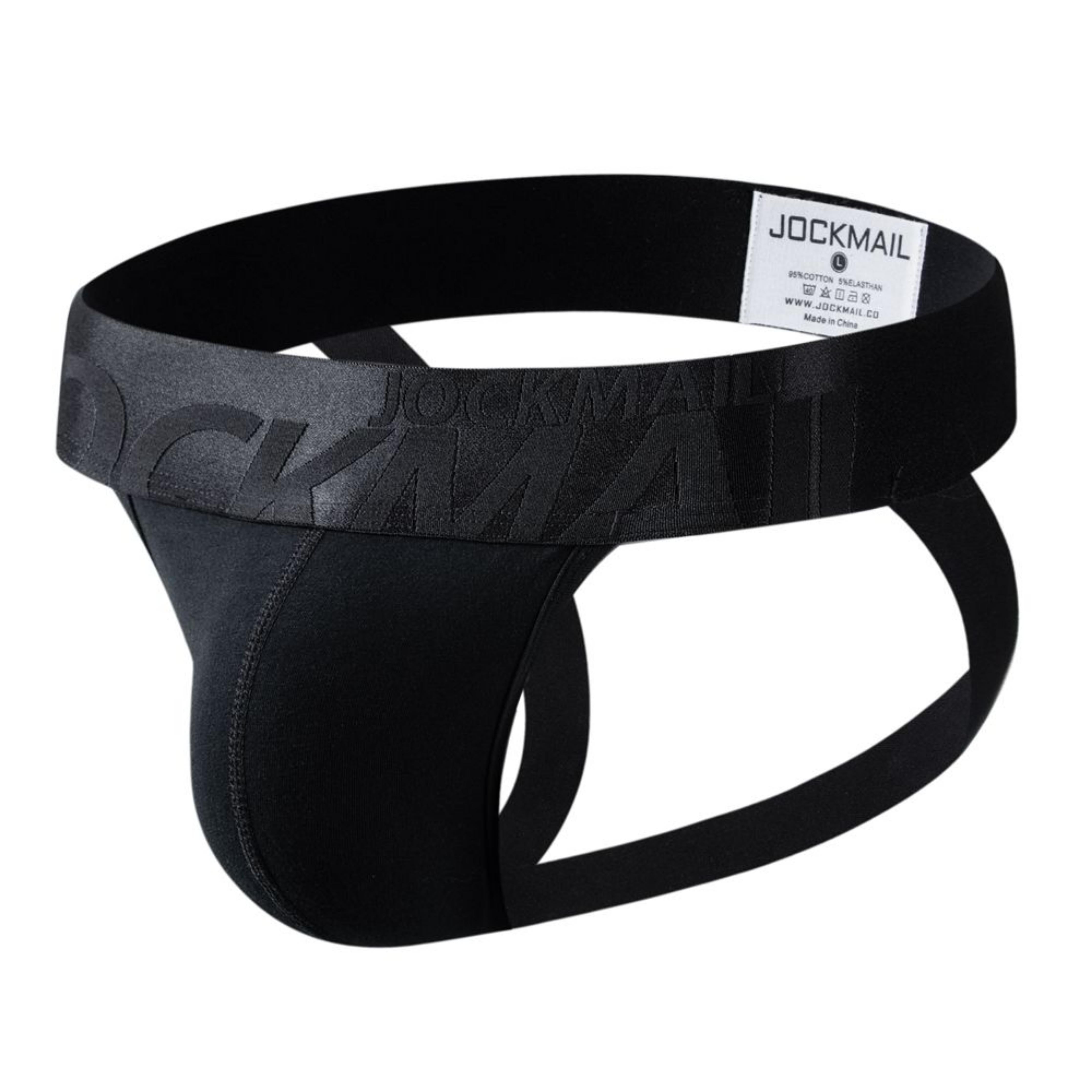 Men's JOCKMAIL JM231 Jockstrap - Black - White - JOCKMAIL