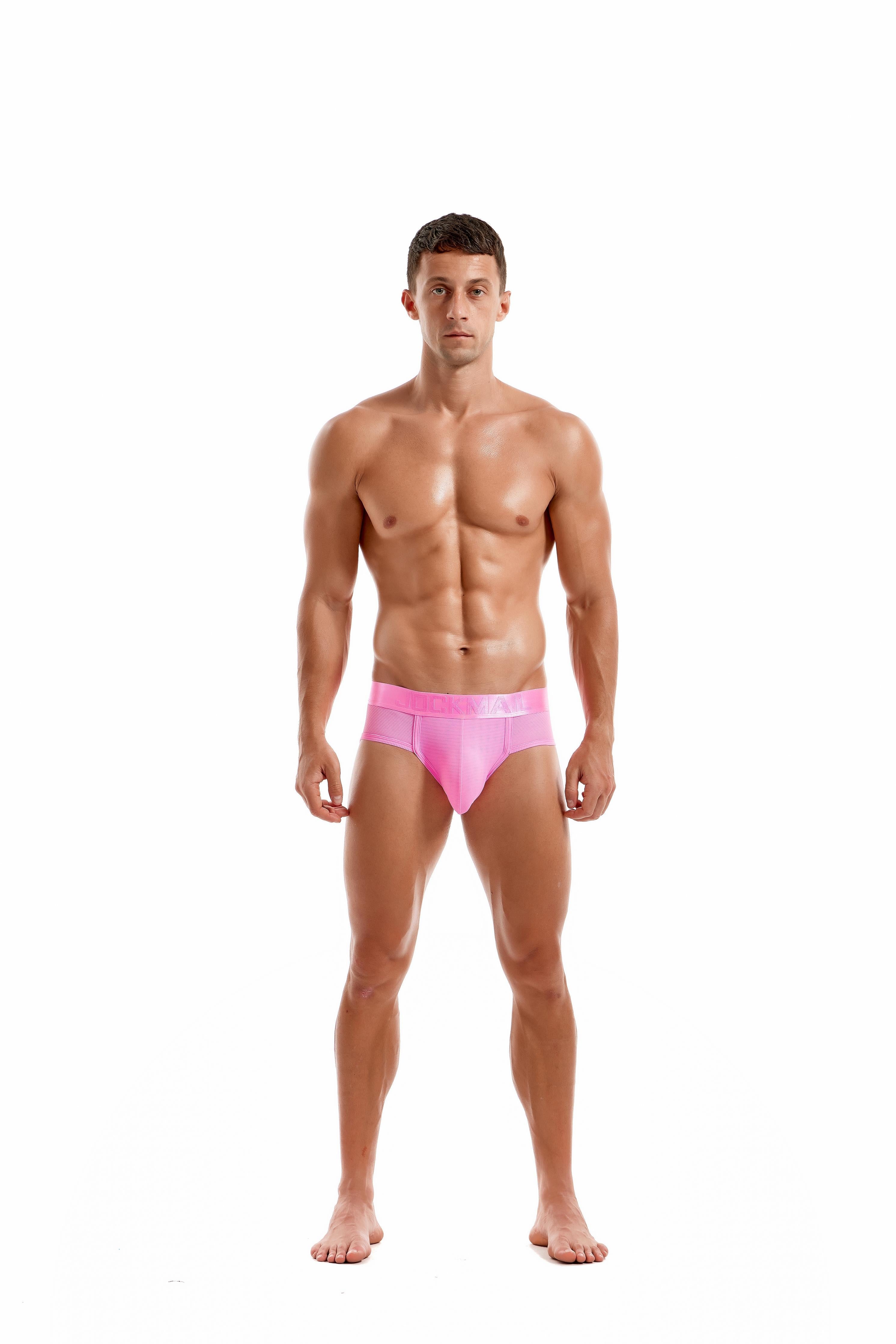 Men's JOCKMAIL JM386 - Monochromatic Low-Rise Mesh Brief - JOCKMAIL