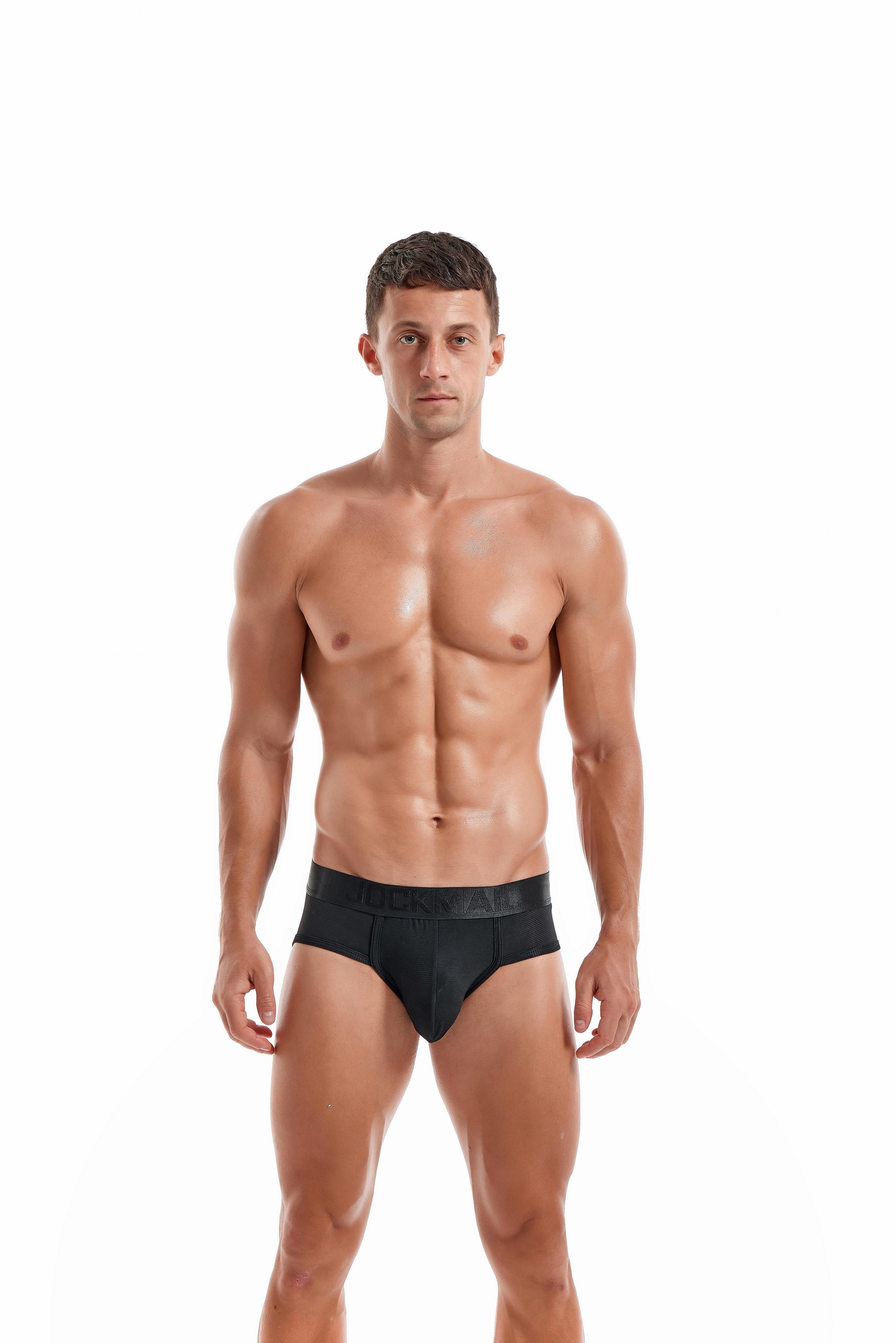 Men's JOCKMAIL JM386 - Monochromatic Low-Rise Mesh Brief - JOCKMAIL