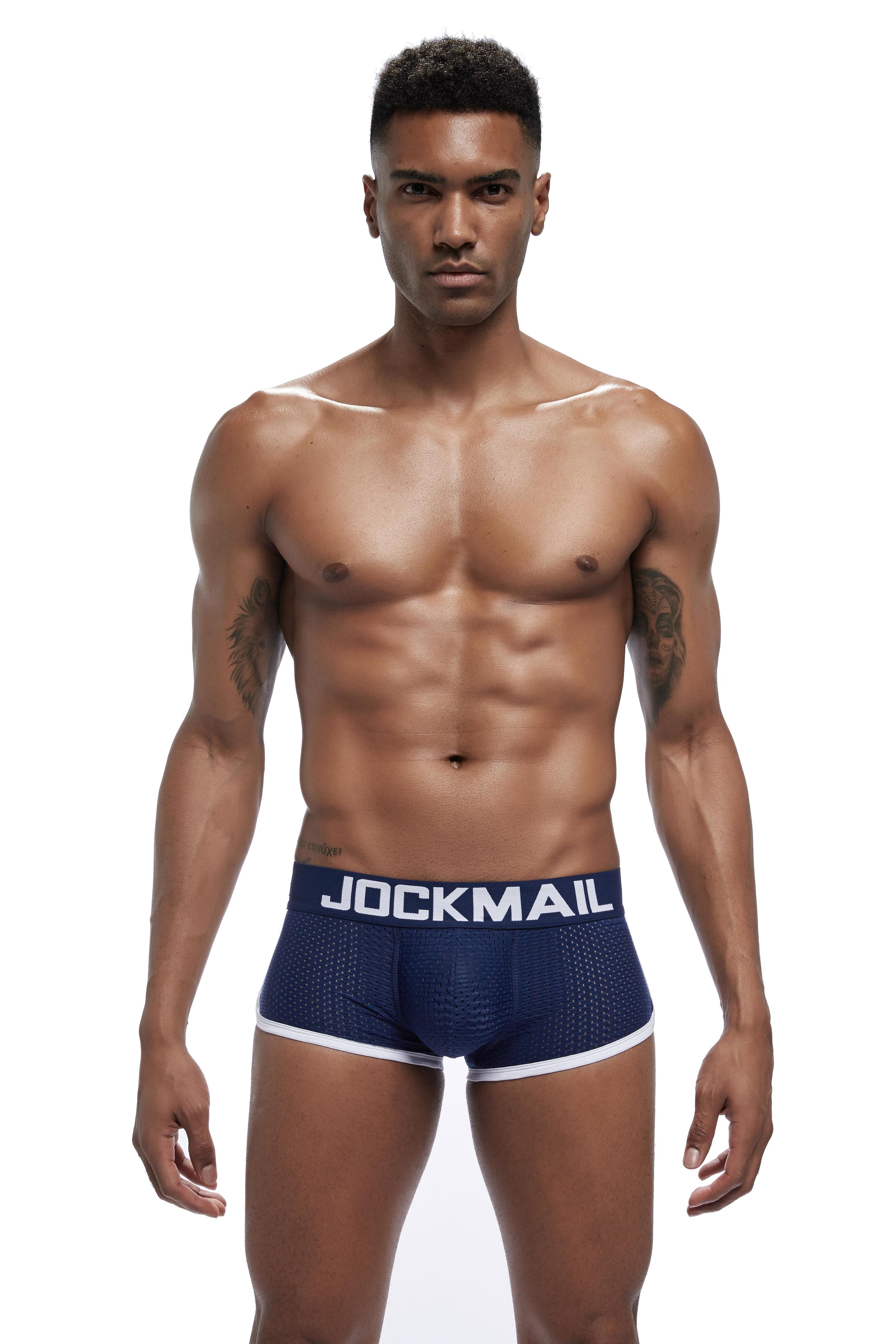 Jockmail Mens Mesh Breathable Underwear Back Padded Boxer Briefs Rich Hip  Shorts