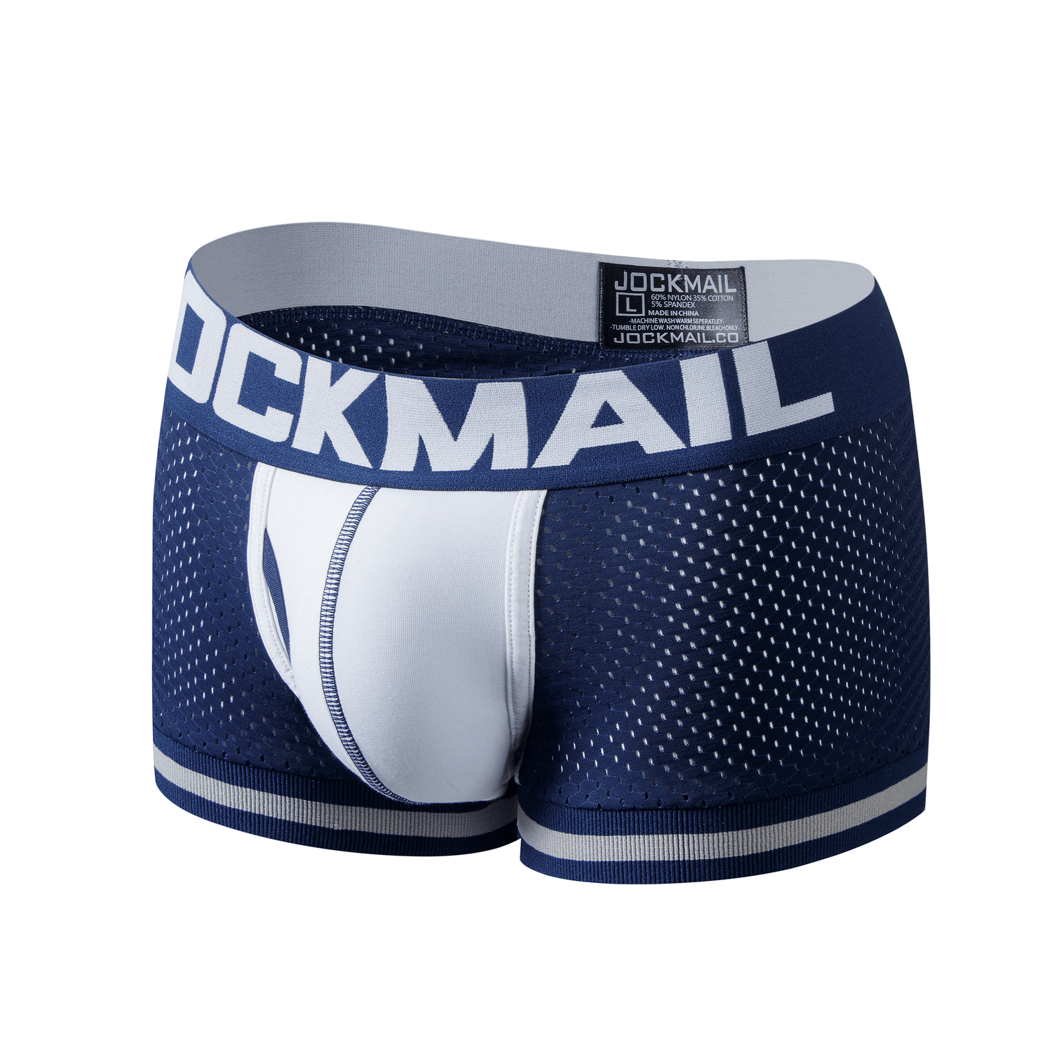JOCKMAIL Men's Mesh Boxer Briefs - Comfortable Lace Design Breathable Underwear, Black, Large